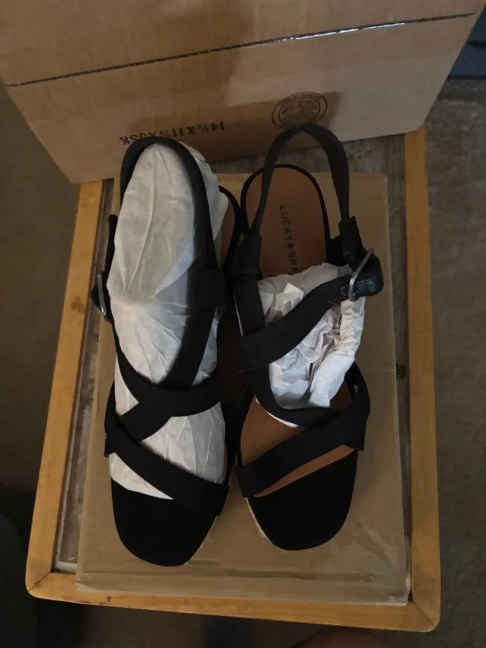 Lucky Heavy Black Canvas Wedge 8.5
